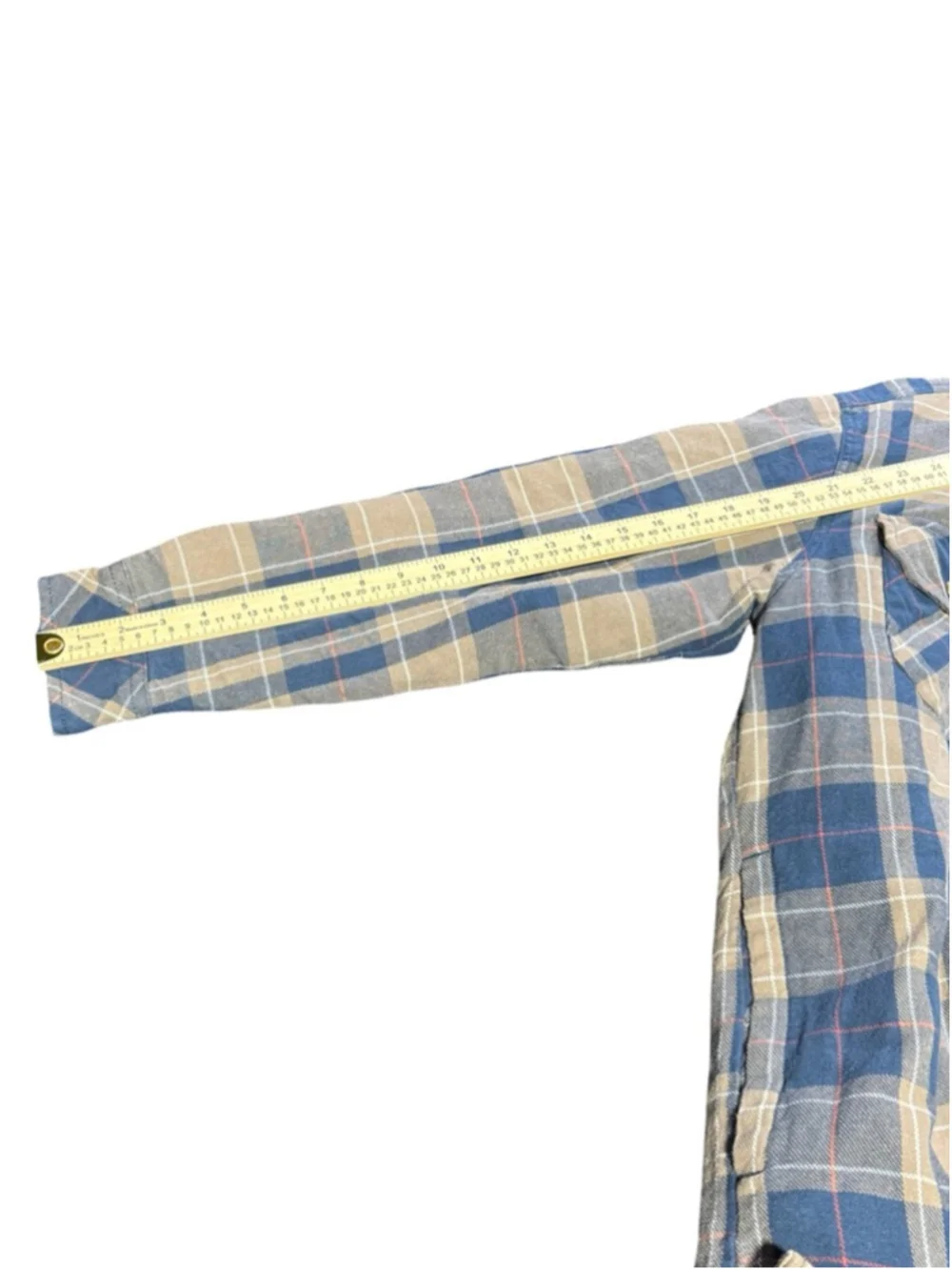 Men's ADVENTURIDGE Lightweight Shirt Jacket L Blue Beige Plaid #843